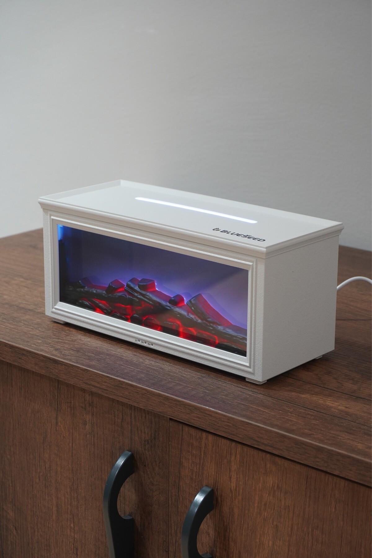 BS-H3 Şömine Tasarımlı Işıklı Hava Nemlendirici Koku Verici Beyaz - Görsel 2