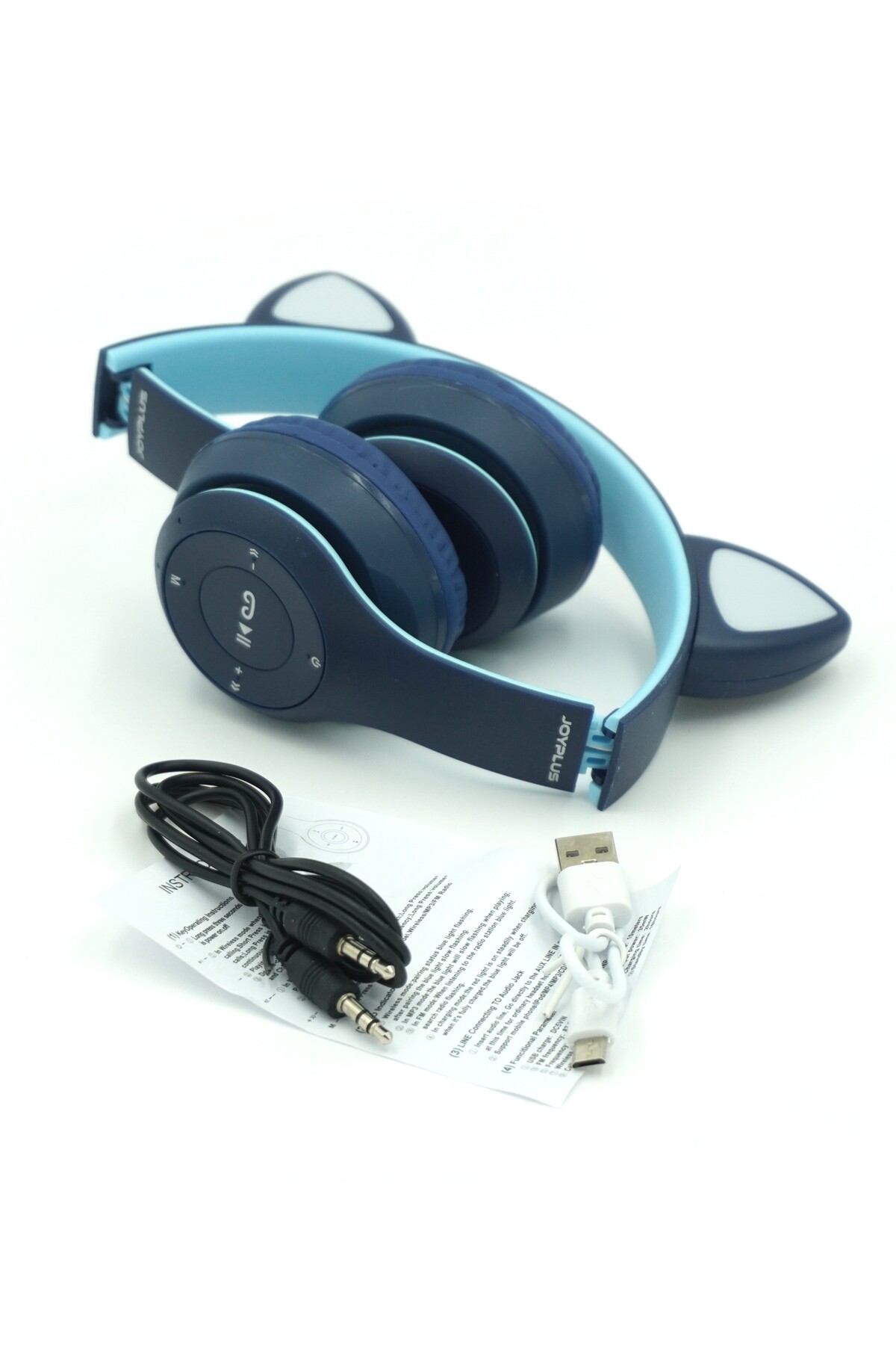 JP-1302 P47M Katlanabilir Kedi Kulaklı Işıklı Kablosuz Kulak Üstü Kulaklık - Görsel 4