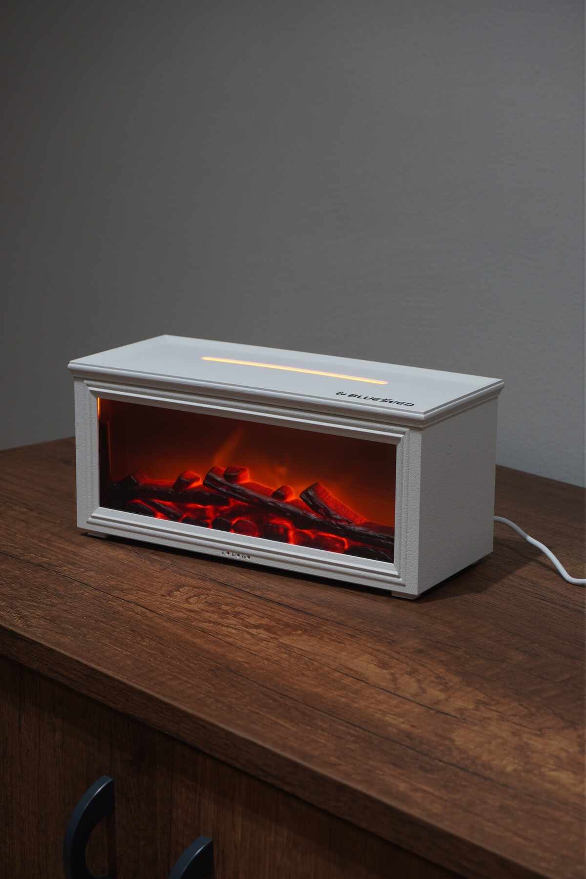 BS-H3 Şömine Tasarımlı Işıklı Hava Nemlendirici Koku Verici Beyaz - Görsel 3