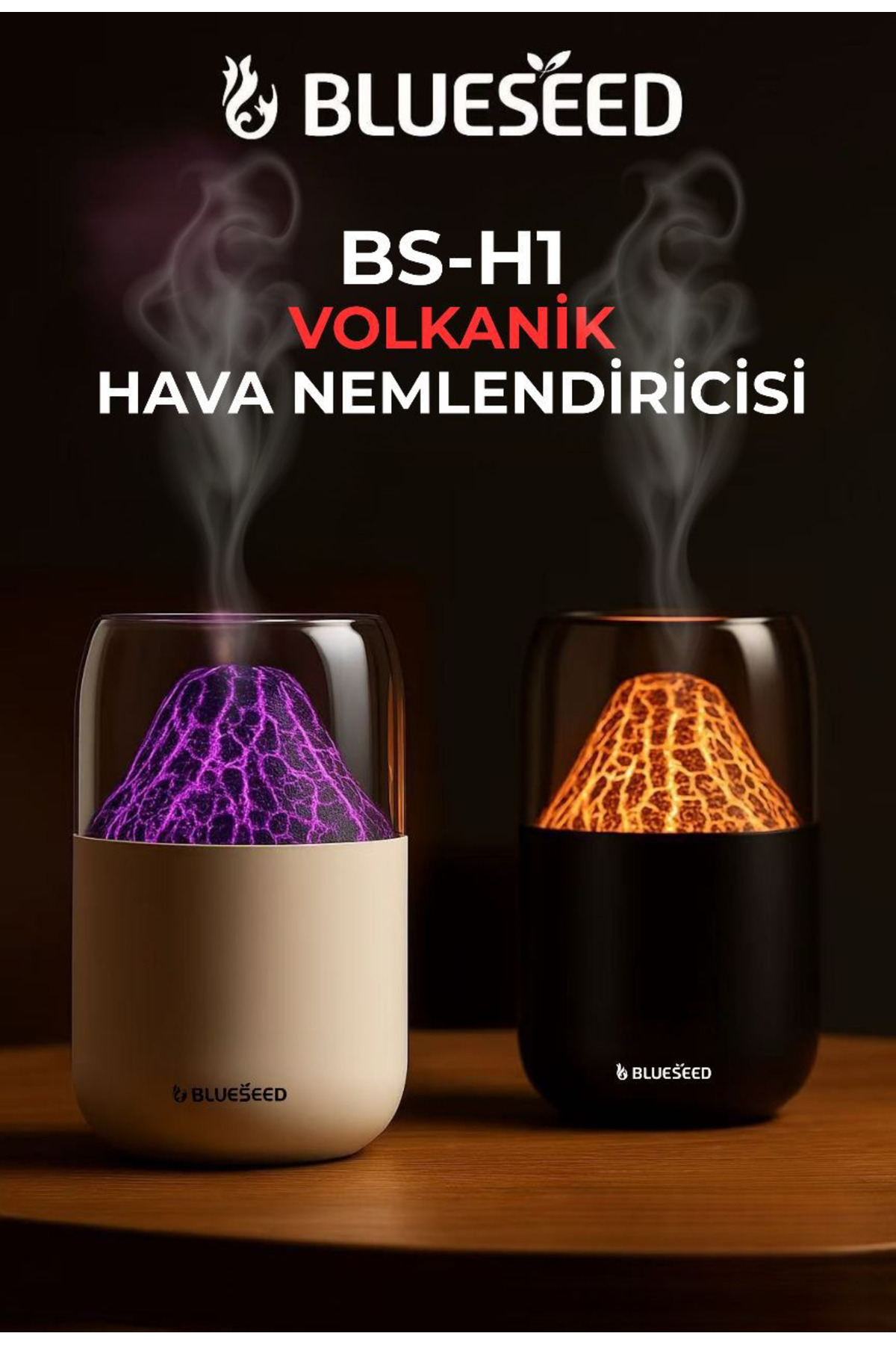 BS-H1 Volkanik Ultrasonic Led Işıklı Hava Nemlendirici